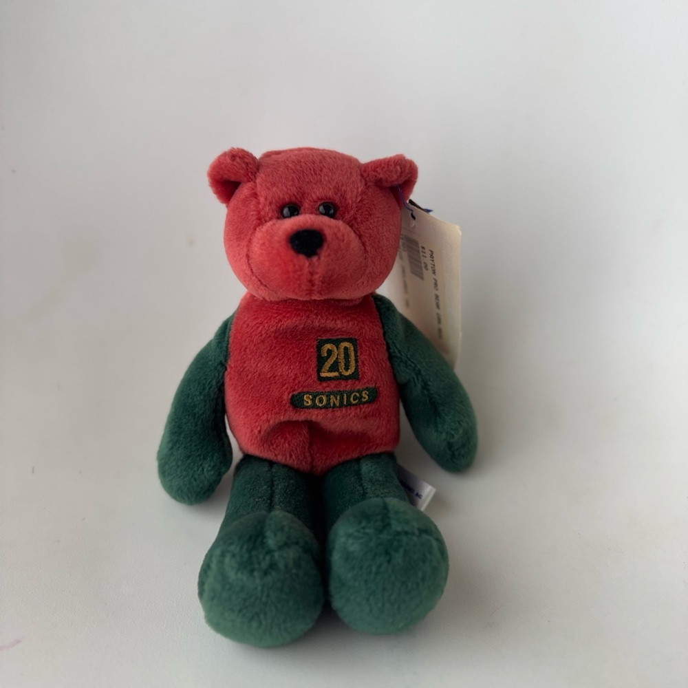 Vintage Seattle Supersonics Gary Payton #20 Official NBA Plush Bear Red Green